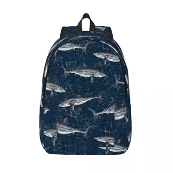 Голяма бяла акула модел жена малки раници bookbag случайни рамо чанта преносимост лаптоп раница деца училище чанти