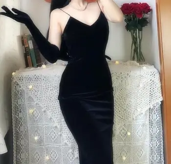 Дамска модна мода елегантно кадифе черно дълги ръкавици женски пролет лято реколта клуб парти дълго шофиране ръкавица 50cm TB679