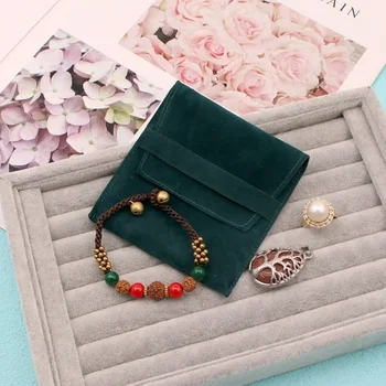Двустранна чанта за бижута от руно Macaron цветна мида чанта Обеци с квадратен пръстен за съхранение на фланелет чанта