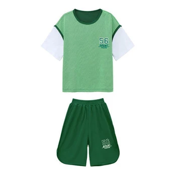 Детски момчета къс ръкав тениска шорти бягане комплект анцуг случайни облекло бързо сухо дишащо спортни костюми баскетбол спортно облекло