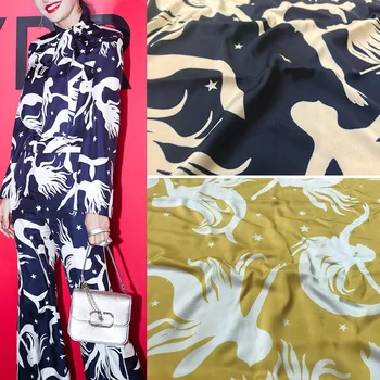 Европа и Америка русалка звезда отпечатани имитират коприна петно плат за жена рокля блуза панталони ръчно изработени DIY кърпа шиене