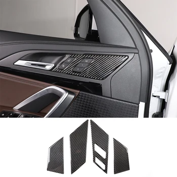 За BMW X1 IX1 U10 U11 2023-2024 меки въглеродни влакна столче за кола памет бутон превключвател стикер кола интериор защита