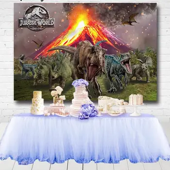 Изригване на вулкан Джурасик динозавърско парти Фон Деца Честит рожден ден Фотграфия Фонове Персонализиран банер