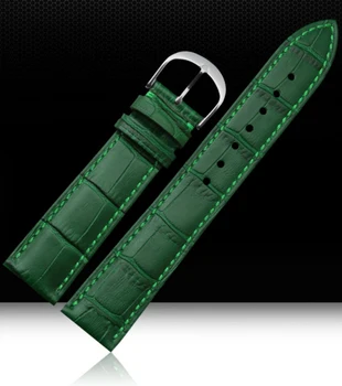 Каишка за часовник 12mm 14mm 16mm 18mm 20mm 22mm Мъжки дамски зелен 100% истински крокодил модел кожа часовник каишка ленти гривни
