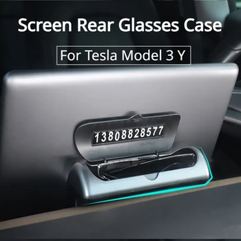 Калъф за очила за Tesla Модел 3 Y екран задни очила кутия за съхранение с телефонен номер карта Model3 Modely кола интериорни аксесоари