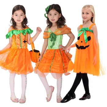 Карнавал тиква Туту костюми за деца Карикатура ужас призрак рокли комплект за момичета