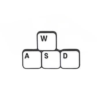 клавиатура WASD карикатура брошки сладък сплав бутик игра азбука В А С Д Ревера щифтове бижута за чанта раница блуза аксесоари
