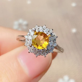 Класически скъпоценен камък сребърен пръстен 6mm 0.8ct естествен аметист пръстен за ежедневно носене 925 сребърни кристални бижута