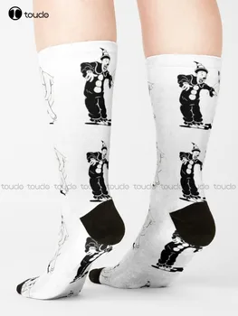 Коко Клоун Чорапи Младежки чорапи Унисекс Възрастни Тийнейджъри Младежки чорапи 360° Дигитален печат Хараджуку Улично облекло Gd Хип-хоп подарък ретро изкуство