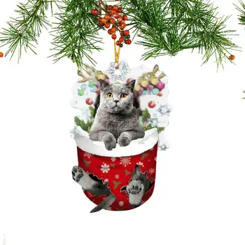 Коледа котка висулка Коледа сладък карикатура висулка кола интериор декорация висулка коледно дърво украса