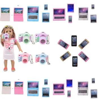 Коледа мини камера телефон компютър кукла играчка за 18 инча американска кукла & 43 см новородено бебе кукла аксесоари подарък момиче