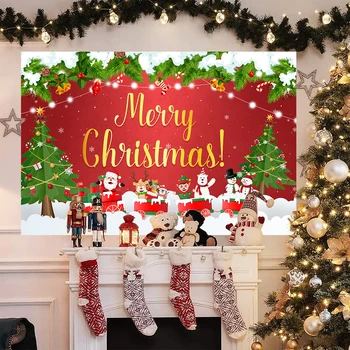 Коледен фон Весела коледна украса за дома 2022 Коледно парти украшение Navidad Natal Подаръци Нова Година 2023