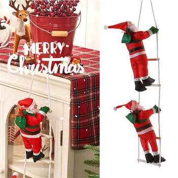 Коледни орнаменти подарък катерене стълба Дядо Коледа коледно дърво стена висящи висулки катерене въже кукла Нова година деца играчка
