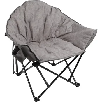 Къмпинг клубен стол, сив безопасен здрав стабилен супер издръжлив открит здрав прост и елегантен