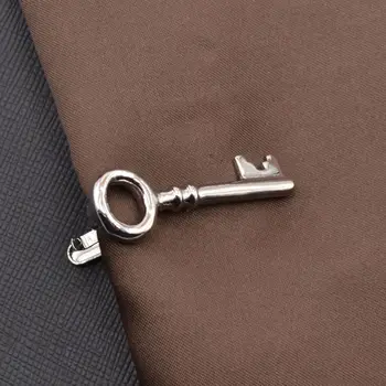 Личност вратовръзка клипове проста значка ключ форма дизайн мъжки подарък сребърен цвят щифт закопчалка костюм клип вратовръзка закопчалка вратовръзка клип