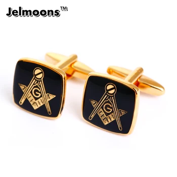 Луксозно златно лого на масоните и копчета за ръкавели с черно дъно
