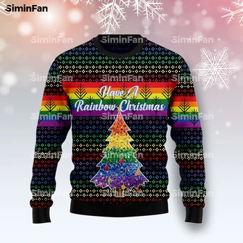 ЛЮБОВНА ГОРДОСТ ЛГБТ Коледа дърво плетене модел 3D пълен печат мъже пуловер суитчър женски топ палто унисекс връхни дрехи