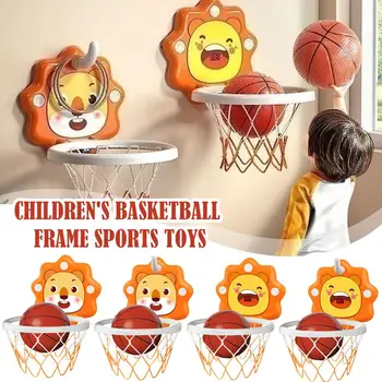 Мини малък лъв форма баскетболна рамка играчка с топка цел спортна стена открит купа подаръци деца играят смукателна игра помпа I W9H6