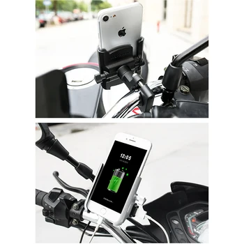 Мотоциклет мобилен телефон притежателя монтиране стойка зарядно устройство подкрепа Mobile 4inch - 6inch за Honda Suzuki Kawasaki Yamaha BMW KTM Triumph