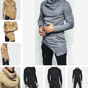 Мъжки качулки Unbalance Hem джоб дълъг ръкав суитчър мъжки дрехи есенен пуловер поло суитчър върховете