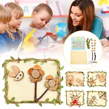 Направи си сам дървени клонки рамки за картини висящи живопис цветя и птици пеперуди стена декорация за деца деца подаръци U3o1