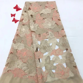 Нигерийски дантелен плат 2018 Висококачествена мрежа бяла африканска тюл дантела розов тюл дантела нигерийски дантелени тъкани за сватба