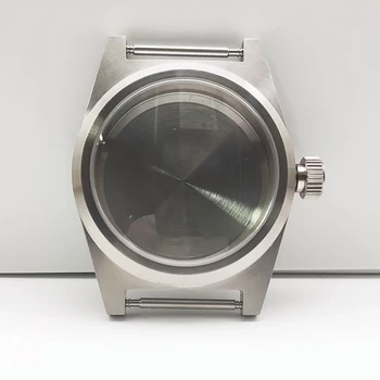  Нов 38 мм часовник случай от неръждаема стомана сапфир кристал Nh35 случай за NH35A NH36A движение механичен часовник черупка се вписва 28.5 мм набиране