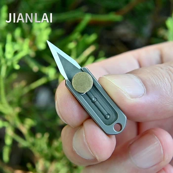 Нов чист титанов мини нож Титанова сплав Sharp преносим Edc ключодържател висулка разопаковане експресно отваряне