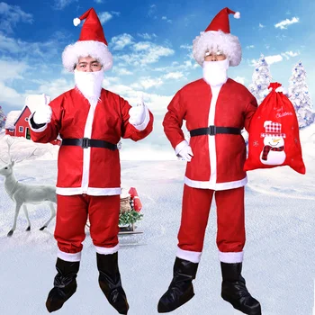 Нова година Коледа Дядо Коледа косплей костюм Коледа карнавал парти кадифе фантазия дрехи за мъже