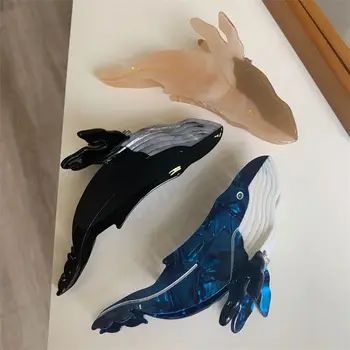 Нова личност творчески дизайн син кит коса нокът женски модерен прост оцетна киселина фиба акула клип аксесоари за коса
