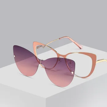 поляризиран магнит клип на слънчеви очила жени луксозна марка дизайн рамки за очила магнит клипове персонализирана рецепта късогледство леща