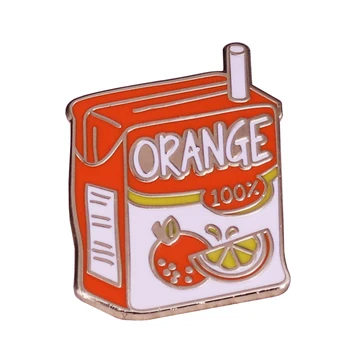 Портокалов сок кутия твърд емайл щифт цитрусови напитки мляко картонена кутия сладък аниме подарък
