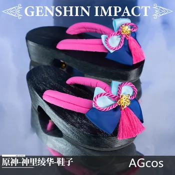 Предпродажбена игра Genshin Impact Kamisato Ayaka Cosplay обувки Жена кимоно сабо