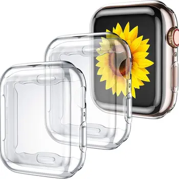 Прозрачен калъф за Apple Watch 45mm 41mm 44mm 40mm Протектор за екран Пълен капак TPU броня iWatch Series 8 7 SE 6 5 4 Аксесоари