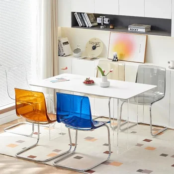 Прозрачен пластмасов стол за хранене Модерен скандинавски луксозен офис стол за хранене Мързелив дизайнер Минималистичен Silla Lounge Suite Мебели