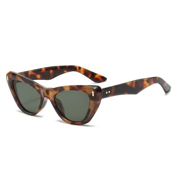 Ретро леопард цвят слънчеви очила европейски и американски котка око слънчеви очила тенденция нит декоративни очила нови мъже и жени