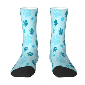 Сини тонове Котка лапа модел чорапи чорапи мъже жени полиестер чорапи адаптивни хип-хоп