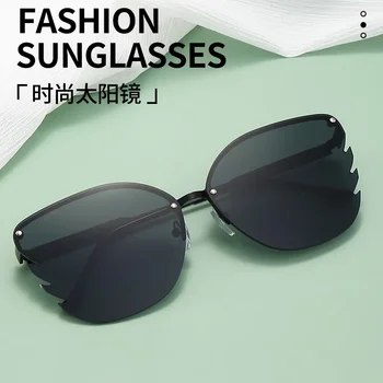 Слънчеви очила, персонализирани улични снимки, модерни неправилни слънчеви очила, метални огледала с голяма рамка, слънчеви очила