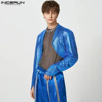стилен парти показва горещи разпродажба върхове INCERUN нови мъжки дъга подгъва дизайн нетактичност красив мъжки маншет персонализирани къс костюм S-5XL 2023