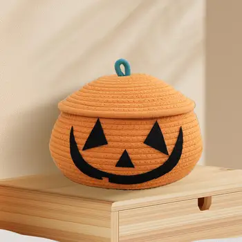 Тиква тъкани кошница за съхранение кръг Хелоуин за баня хол парти