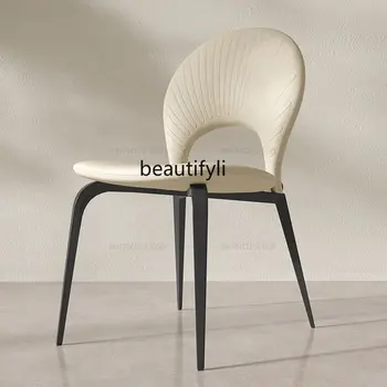 Трапезен стол Лек луксозен висококачествен бял шел стол Домашен стол за грим Стол за облегалка за трапезария