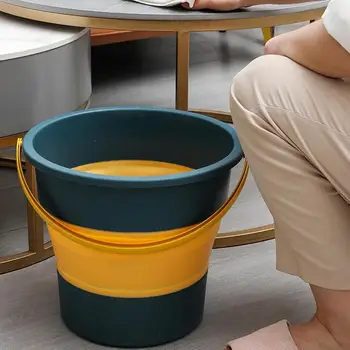 Удобна сгъваема кофа за пътуване Автомивка може да се използва за домакински размер Телескопично измиване на краката Удебелена пластмасова кофа