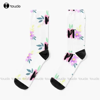Флорални физиотерапевт чорапи лилави чорапи Коледен новогодишен подарък 360° цифров печат персонализиран потребителски Hd високо качество