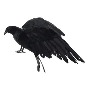Хелоуин подпорни пера Врана птица голяма 25x40cm разпространение крила Черна врана играчка модел играчка, Изпълнение подпора