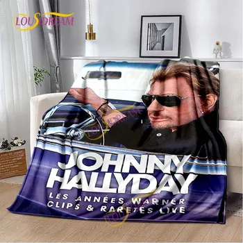 Хит музика Френският певец Джони Холидей Тънко одеяло за легло хол диван покритие офис къща екскурзия шерпа хвърлят одеяло