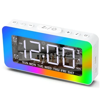  Цифрови будилници за спални, нощни часовници с RGB нощна светлина, голям дисплей, USB заряд, 2 аларма, дрямка
