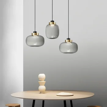 Nordic модерен висулка светлина опушен сива лампа таванско помещение индустриален дом декор за трапезария спалня висящи хотел кафе осветителни тела