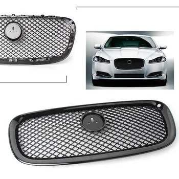 Лъскава черна предна радиаторна състезателна решетка с емблема за Jaguar XF XFR X250 2012 2013 2014 2015 Аксесоари за кола